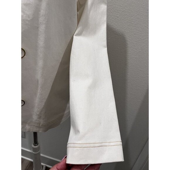 Denim & Co. Stretch Twill Jacket Contrast Stitch Detail Size XL White/Ivory - Picture 3 of 9